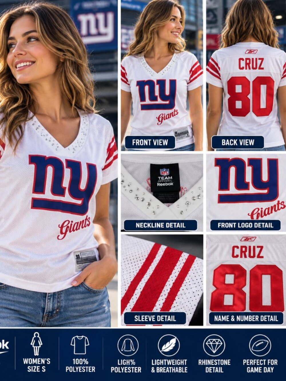 Reebok New York Giants Victor Cruz #80 Women’s Jersey – Size Small